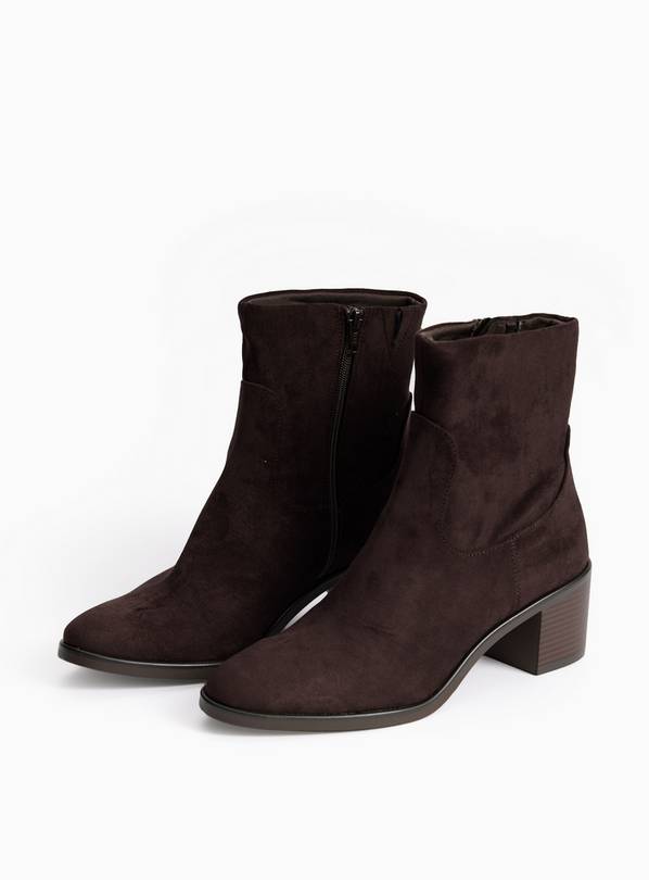 Dark Brown Block Heel Ankle Boots 5